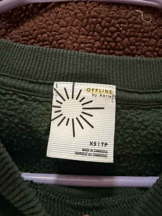 Offline Tops - Offline by Aerie Forest Green Fleece Sweatshirt - XS